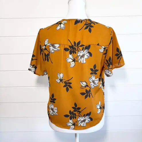 Urban Romantics Tie Front Burnt Orange Floral Top/ Blouse Size S