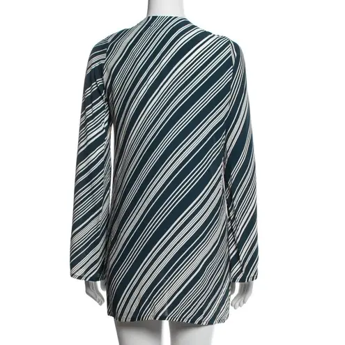 Faithfull the Brand Striped Shirtdress Size Small Teal Blue Green & White