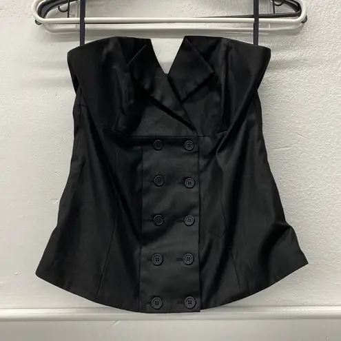 VERO MODA Y2k strapless tuxedo vest waistcoat corset buttons black 36 euro XS