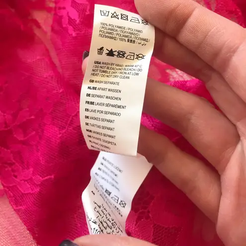 Hunkemoller Pink Peacock Lace Long Kimono Robe, NWT Size L