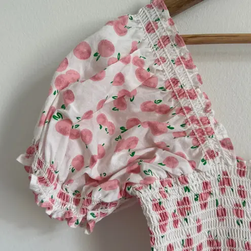 OPT Smocked Daphne Dress Size XL midi tiered floral peach White