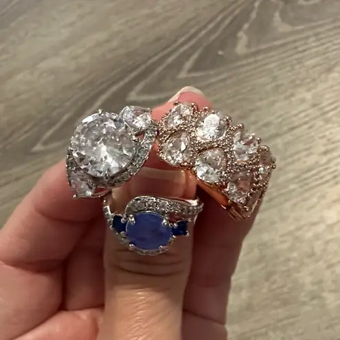 Bomb Party Women’s Set of‎ Seven Pieces of Elegant Necklaces & Rings Size 5 & 6 Blue - Image 12