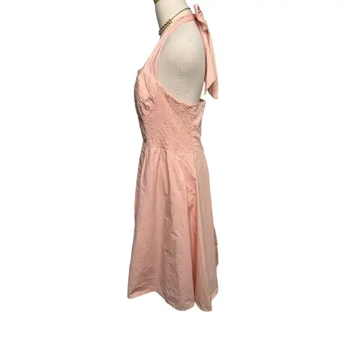 Unique Vintage halter top pinup dress 100% cotton peach pink orange size large L