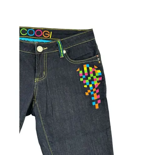COOGI Bermuda Jeans Women's Juniors Embellished Colorful Mid Rise Size 7/8 31"