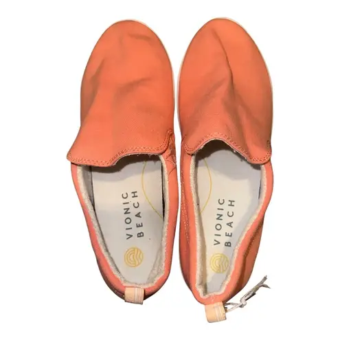 Vionic Beach Marshall Womens Coral Canvas Slip On Sneaker, 8