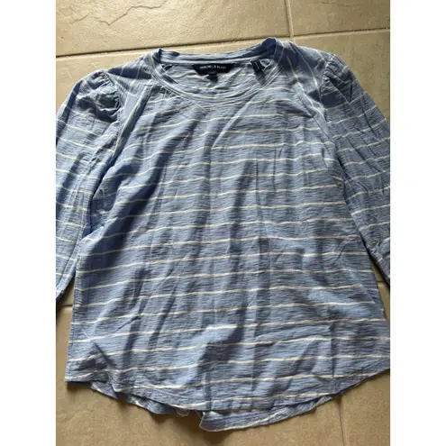 Veronica Beard Mason Baseball Tee Womens Large Blue White Stripe Preppy Luxury