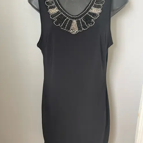 Poetry  Black Mini Dress with Silver Accents