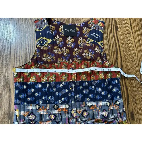 Young Threads Women's S/M Hippie Boho Patchwork Quilted Vest 100% Cotton EUC