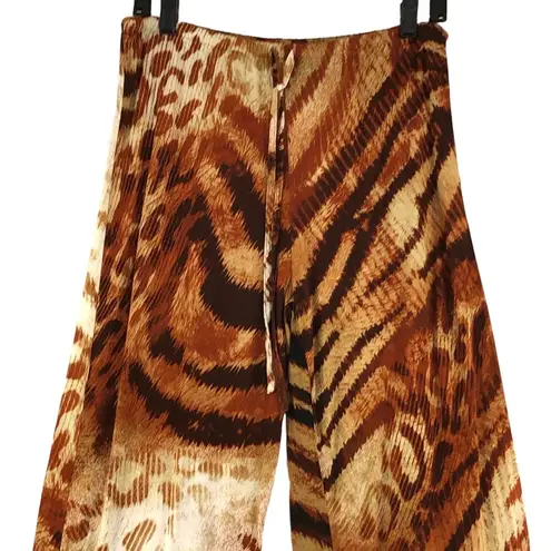 Natori  Womens Size M Pants Multi Animal Print Straight Leg Stretch Brown