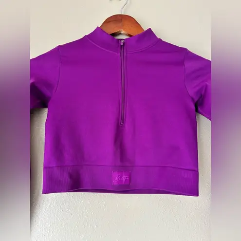 Bo+Tee  Purple Half Zip Cropped Workout Top Size XS