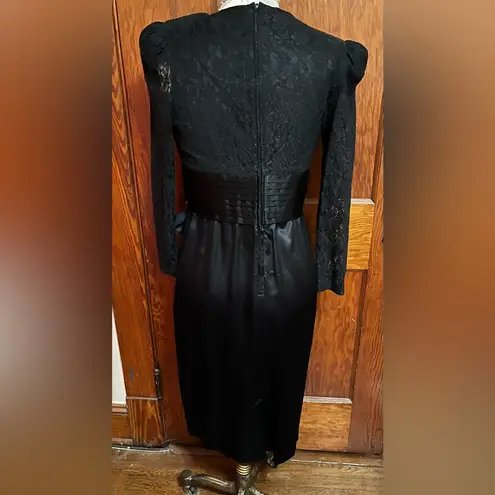 Leslie Fay Vintage Black Lace Evening Dress Sz 10
