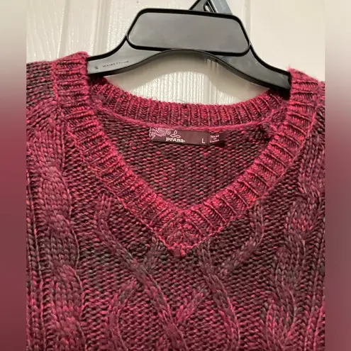 prAna Leisel Plum Gradient Striped Pink Cable Knit Long Sleeve Sweater