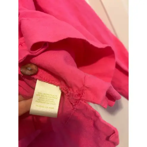 Sigrid Olsen Pink Linen Blend Button Front V-Neck Shirt Top Womens XL - Image 6