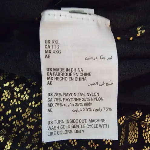 INC International Concepts Glitterati Metallic Black & Gold Wrap Dress XXL