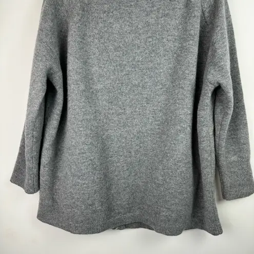 Ellen Tracy 100% Wool Cowl Neck Zip Sweater Jacket Sz XL Grey