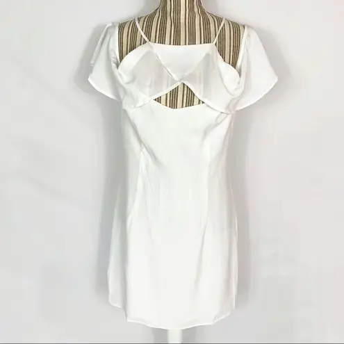 BB Dakota NEW  Kaless Off Shoulder White Ruffle Cut Out Shift Dress Women’s 10