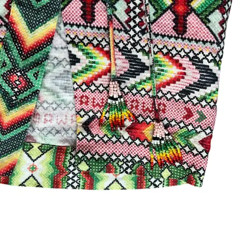 Farm Rio Anthro Women’s Yawanawa Aztec Print Amulet Linen Wrap Midi Skirt Sz S