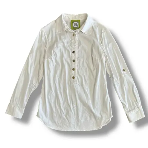 Elizabeth McKay White Button Front Blouse XS Long Sleeve Collared Shirt
