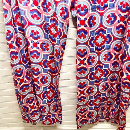 MELLODAY Printed Wide Leg Patterned Pocket Jumpsuit Size XL Red Blue