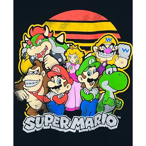 Nintendo Super Mario Characters Black T-Shirt Short Sleeve