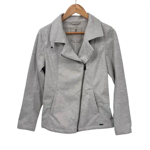 prAna Marabelle Softshell Asymmetrical Zip Jacket Womens Small Gray Polyester