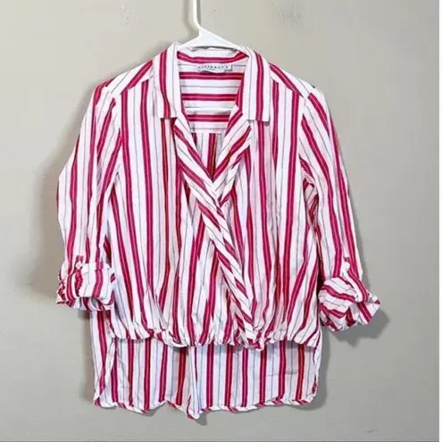 Harshman Striped Surplus Blouse In Red Stripe Red Size M