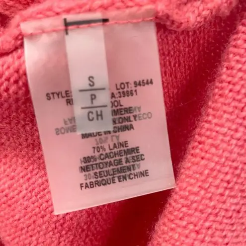 Elie Tahari Cashmere Wool Blend Sweater Size Small Coral Open Weave