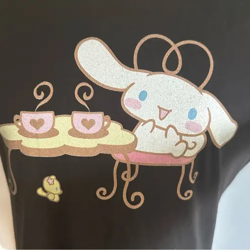 Sanrio Cinnamoroll Cafe Graphic T-Shirt Ladies Medium Black Kawaii Tee