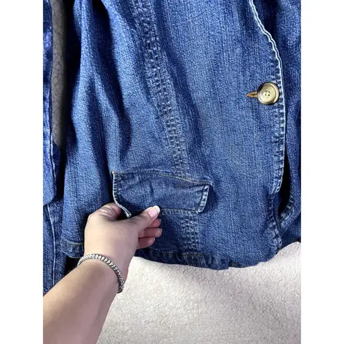 Oh! Mamma Maternity Jean Jacket Women's Size Large Pregnancy Cowgirl Fall Cozy Blue