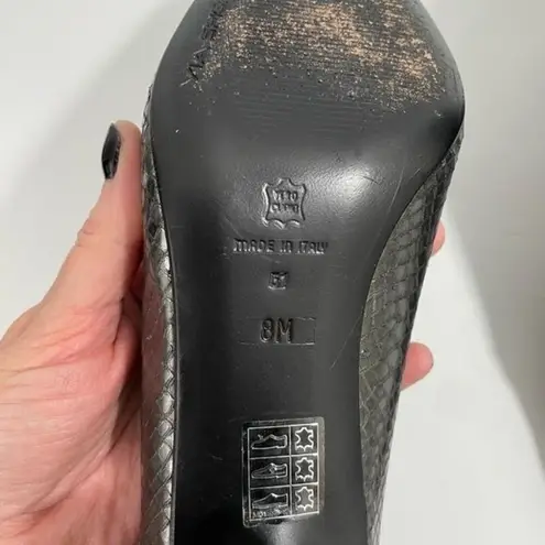 via spiga Womens Pump Heels Metallic Leather Croc Almond Toe Size 8M