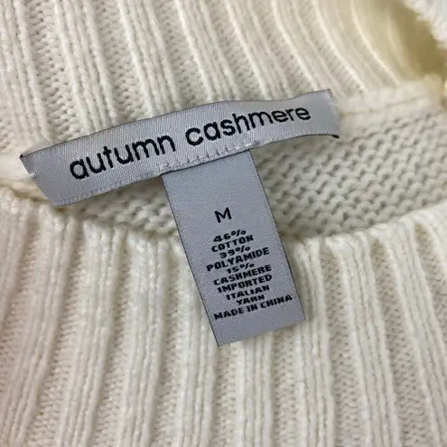 autumn cashmere  Ivory Distressed Mock Neck Knit Sweater Medium