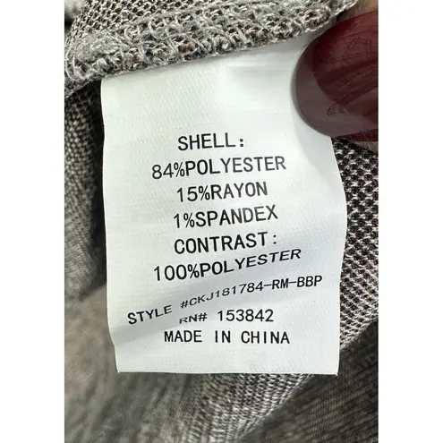 MELLODAY Womens X-Large Black/White Tweed Plaid Open Front Duster w/Pockets-EUC