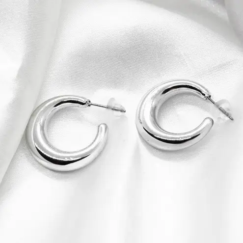 Metallic Silver Hoop Earrings