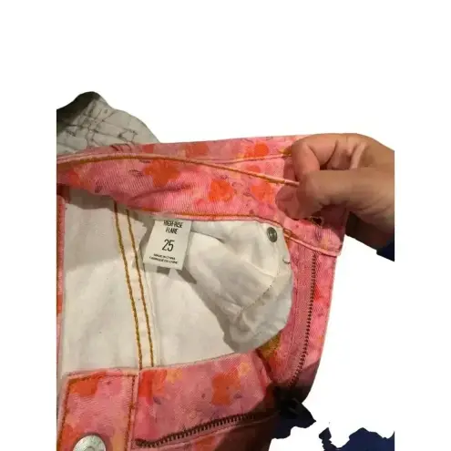 BDG  Urban Outfitters‎ Pink Floral High Rise Flare Jeans Size 25