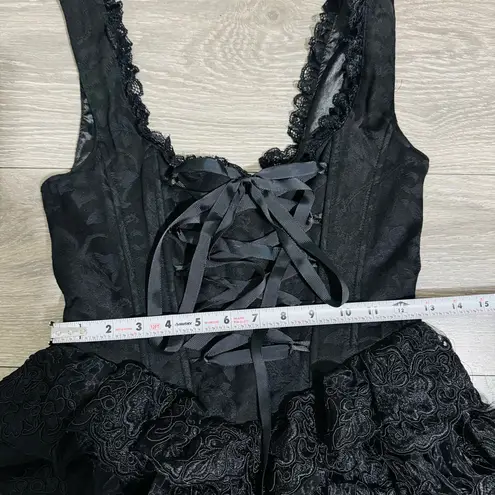 WIdow Dollskill Women Black Elegant Lace Tiered Corset Dress Fairycore Sz XS