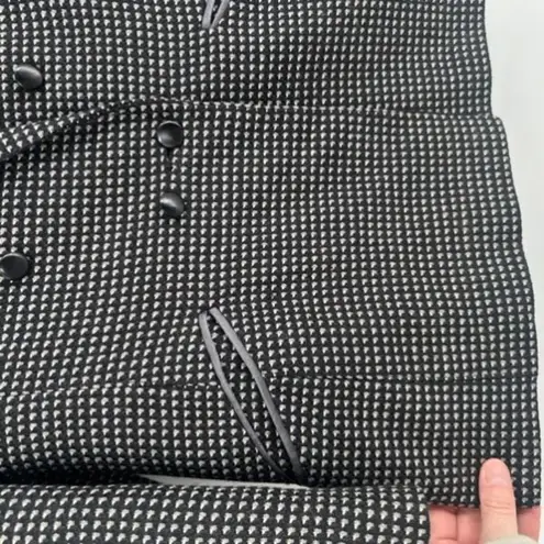 Vintage Precis Women's Houndstooth Double Breasted Blazer Jacket Black White 12