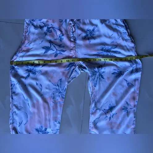 Wide Leg Palazzo Pants Pull On Snake Skin Print Floral M Pockets Elastic Tie Silver Size M