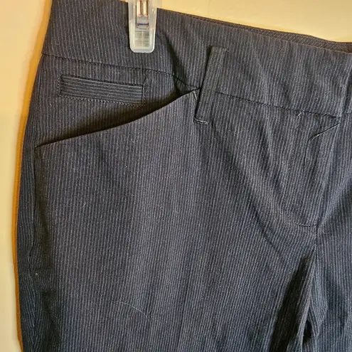 New York & Company Stretch Y2K 10P Navy Blue Pinstripe Wide Leg Pants