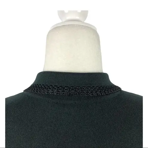 Etcetera Black Knit Silk/Cashmere blend Granny Cardigan with Crochet Trim XL - Image 4