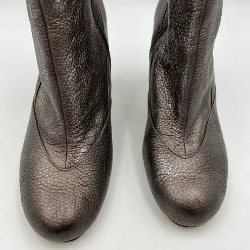 Taryn Rose Taryn by Metallic Leather Booties Heel Ankle Boots