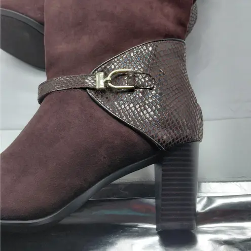 Karen Scott Sharonn Brown Knee High Boots 7.5M Faux Suede Chunky Block Heel