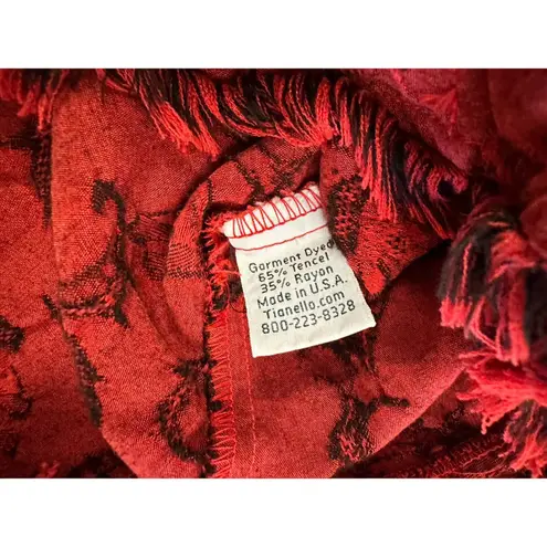 Tianello Red Jacquard Tencel Jacket Blazer Made in USA Size S