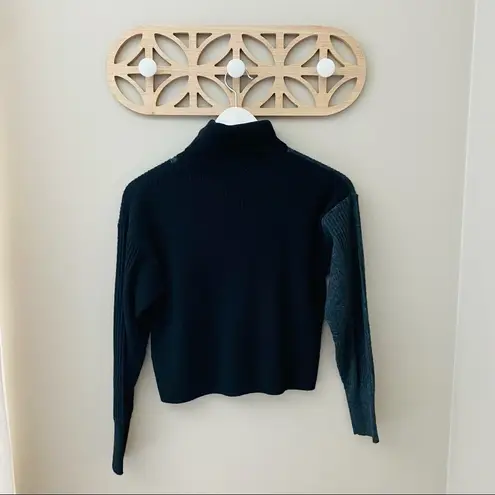 Topshop  Ribbed Turtleneck Pullover Sweater Black/Gray Sz XS