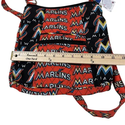 NWT MLB Miami Marlins Quilted Crossbody Orange Black Baseball Print Sporty Y2K