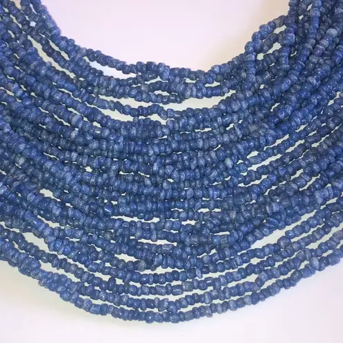 Vintage India Konya Naga Light Blue Glass Beaded Tribal Boho Necklace