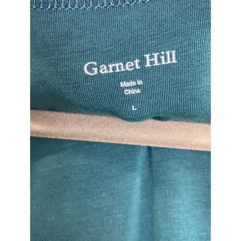 Garnet Hill Teal Faux Wrap Jersey Dress Soft Stretch Knit Drape by L