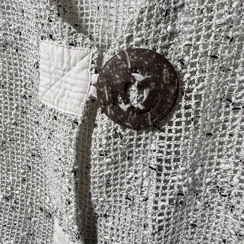 Keren Hart Cardigan Womens Open Weave Lagenlook Tan Fishnet Size Large Black