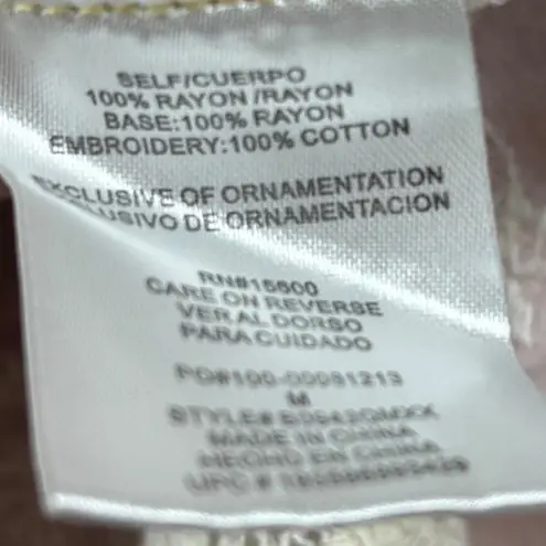 Democracy Medium Pink Embroidered Crochet Lace Bell Sleeve Boho Blouse Top