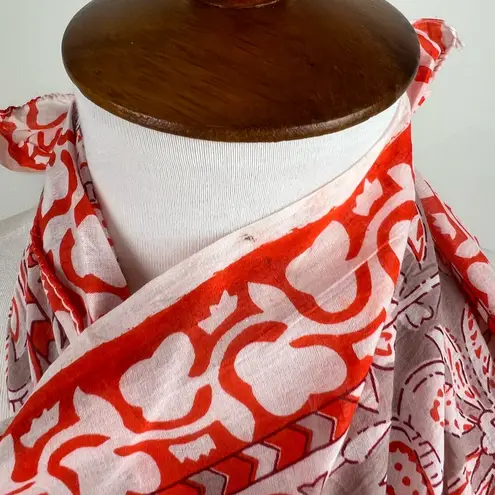 Boho Sarong Red Paisley Print Vacation Summer Beach Casual Scarf Wrap One Size Size undefined