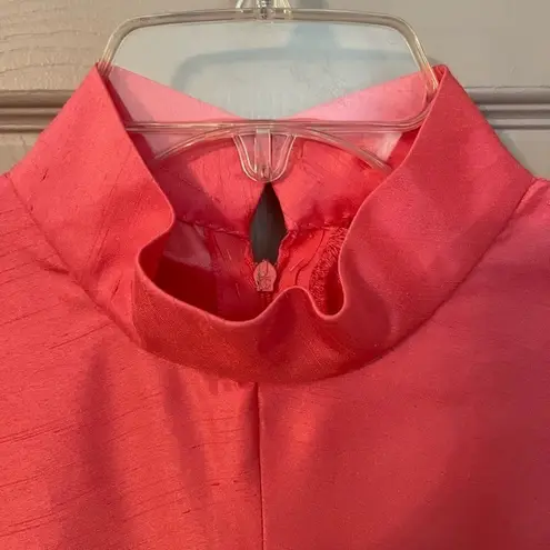 Vintage custom made sheath dress with floral, beaded chiffon jacket. Pink Size L